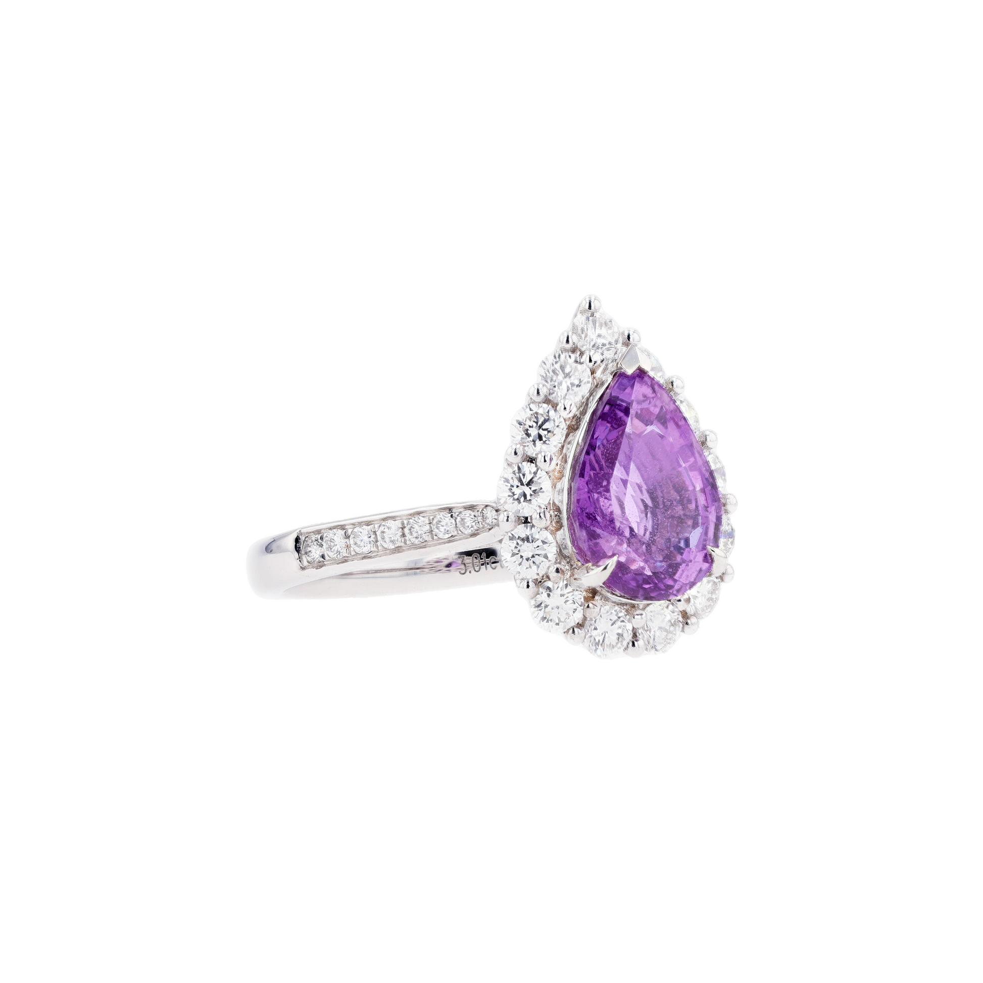 18KG Natural Unheated Vivid Pink Sapphire Diamond Ring