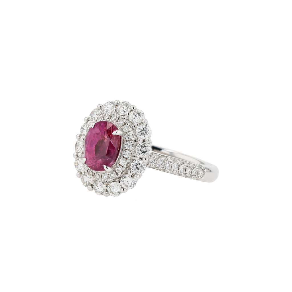 18KG Natural Unheated Padparadscha Sunset Sapphire Diamond Ring