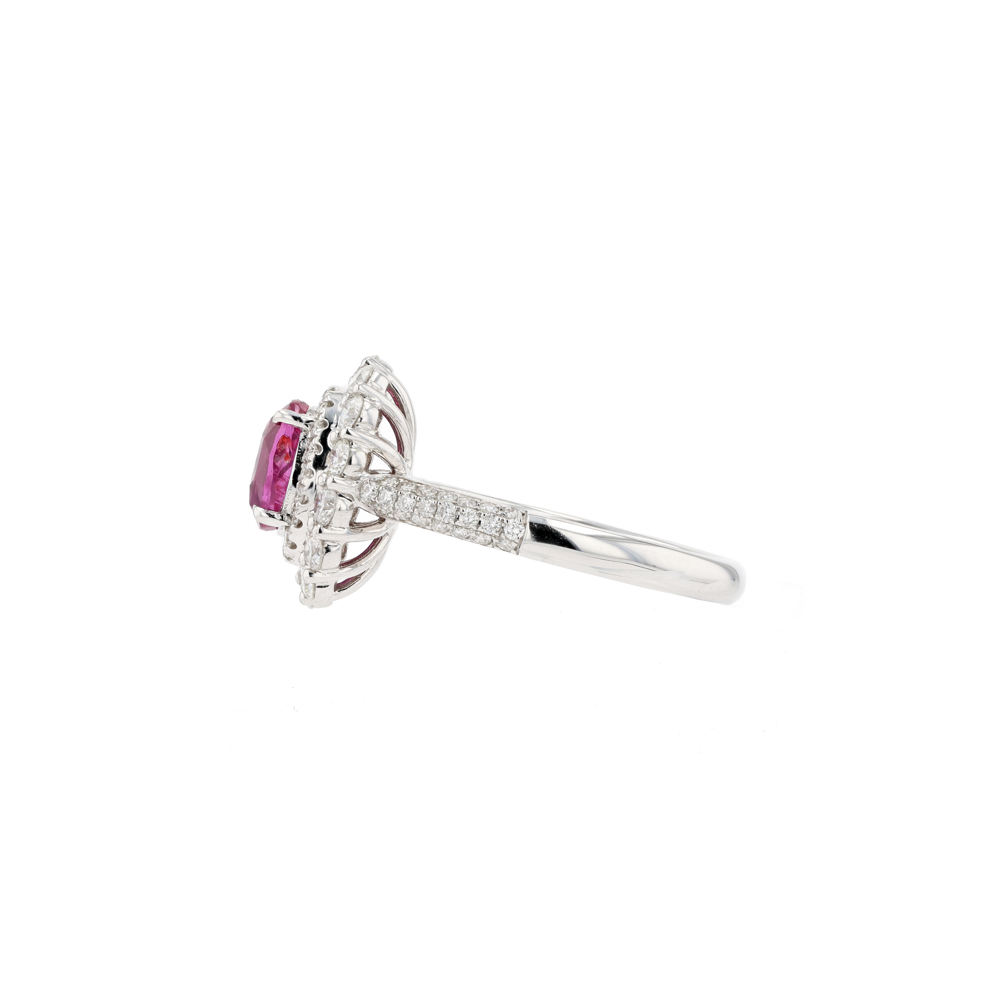 18KG Natural Unheated Padparadscha Sunset Sapphire Diamond Ring