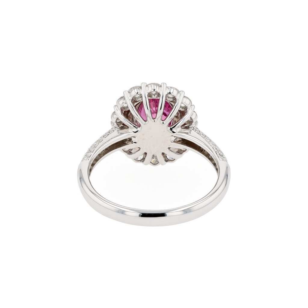 18KG Natural Unheated Padparadscha Sunset Sapphire Diamond Ring
