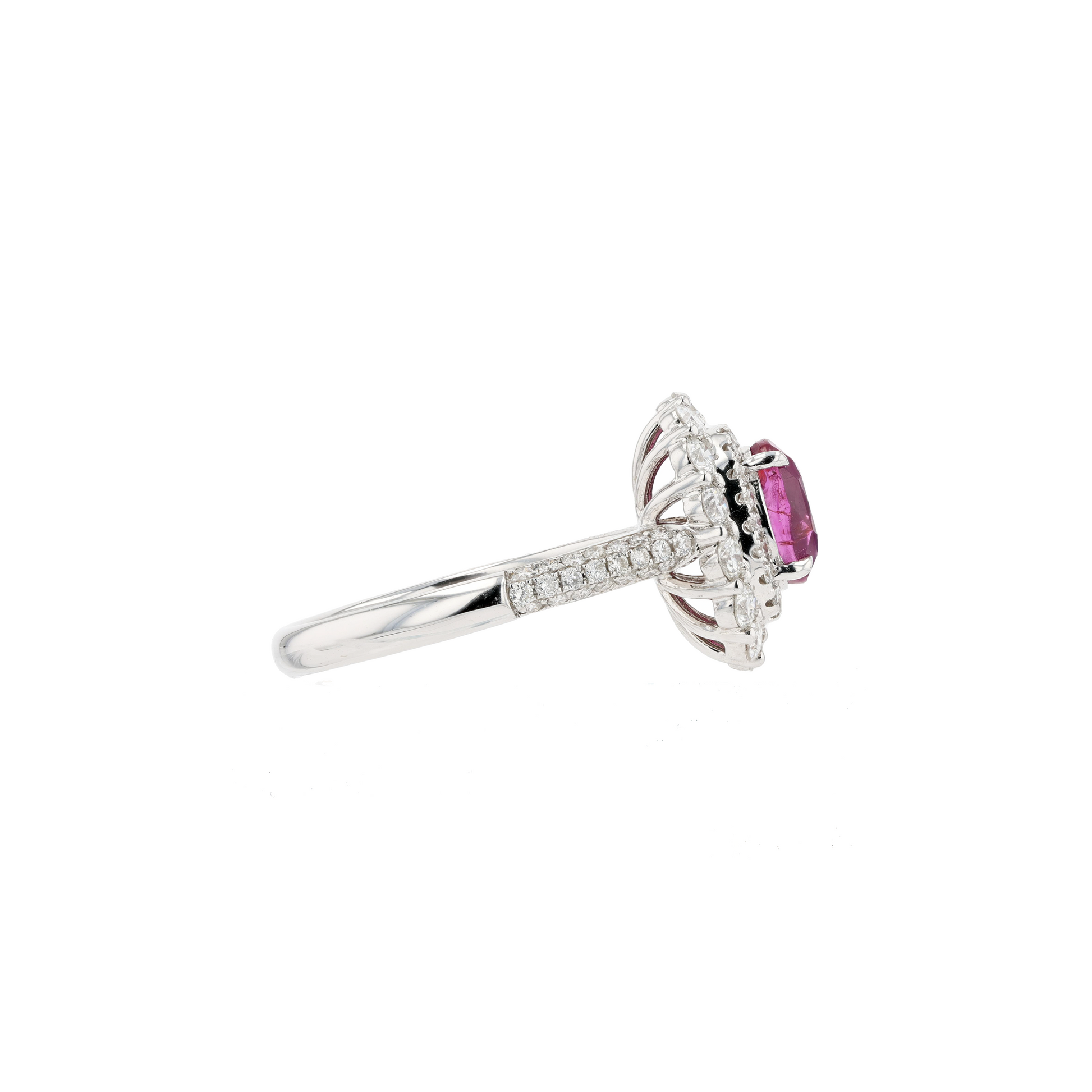 18KG Natural Unheated Padparadscha Sunset Sapphire Diamond Ring