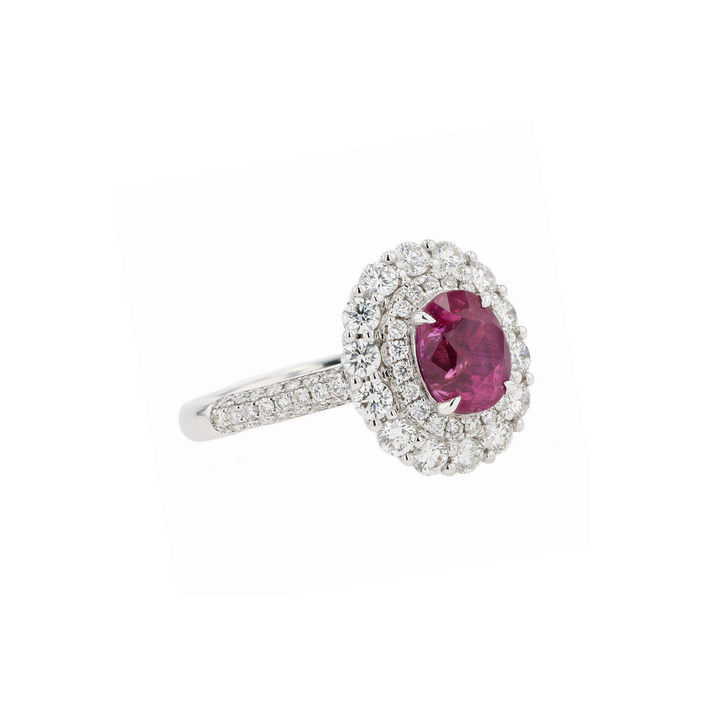 18KG Natural Unheated Padparadscha Sunset Sapphire Diamond Ring