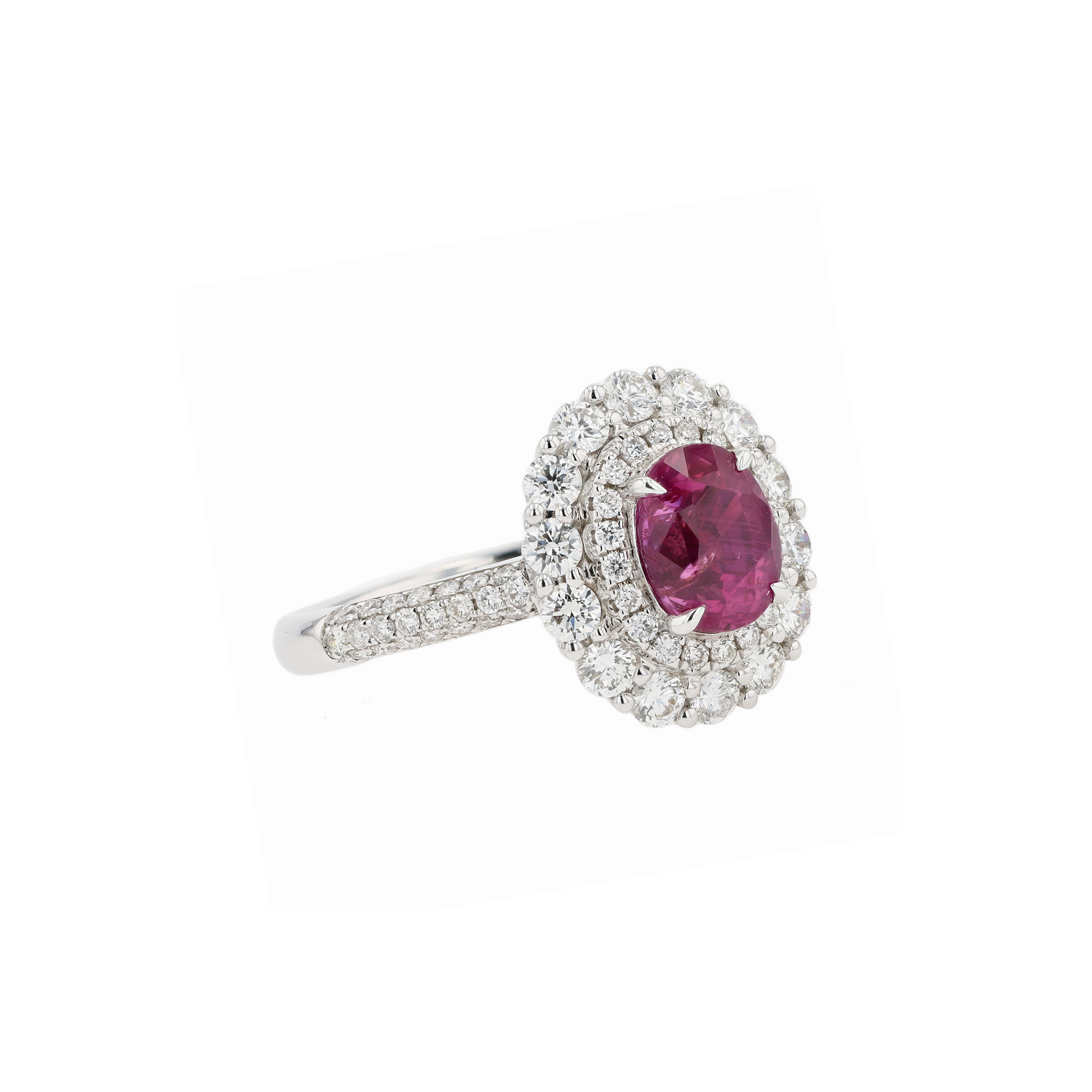 18KG Natural Unheated Padparadscha Sunset Sapphire Diamond Ring