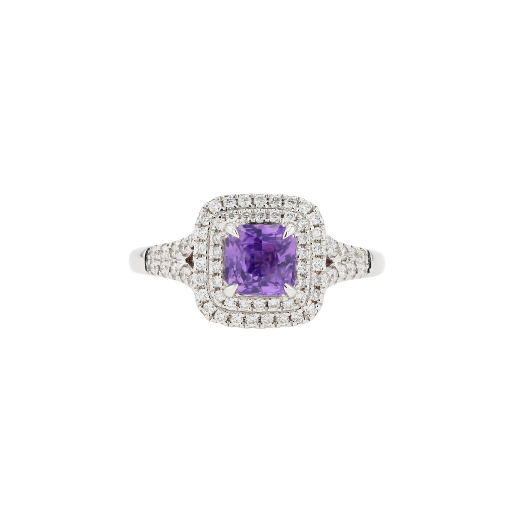 18KG Natural Unheated Vivid Violet Sapphire Diamond Ring