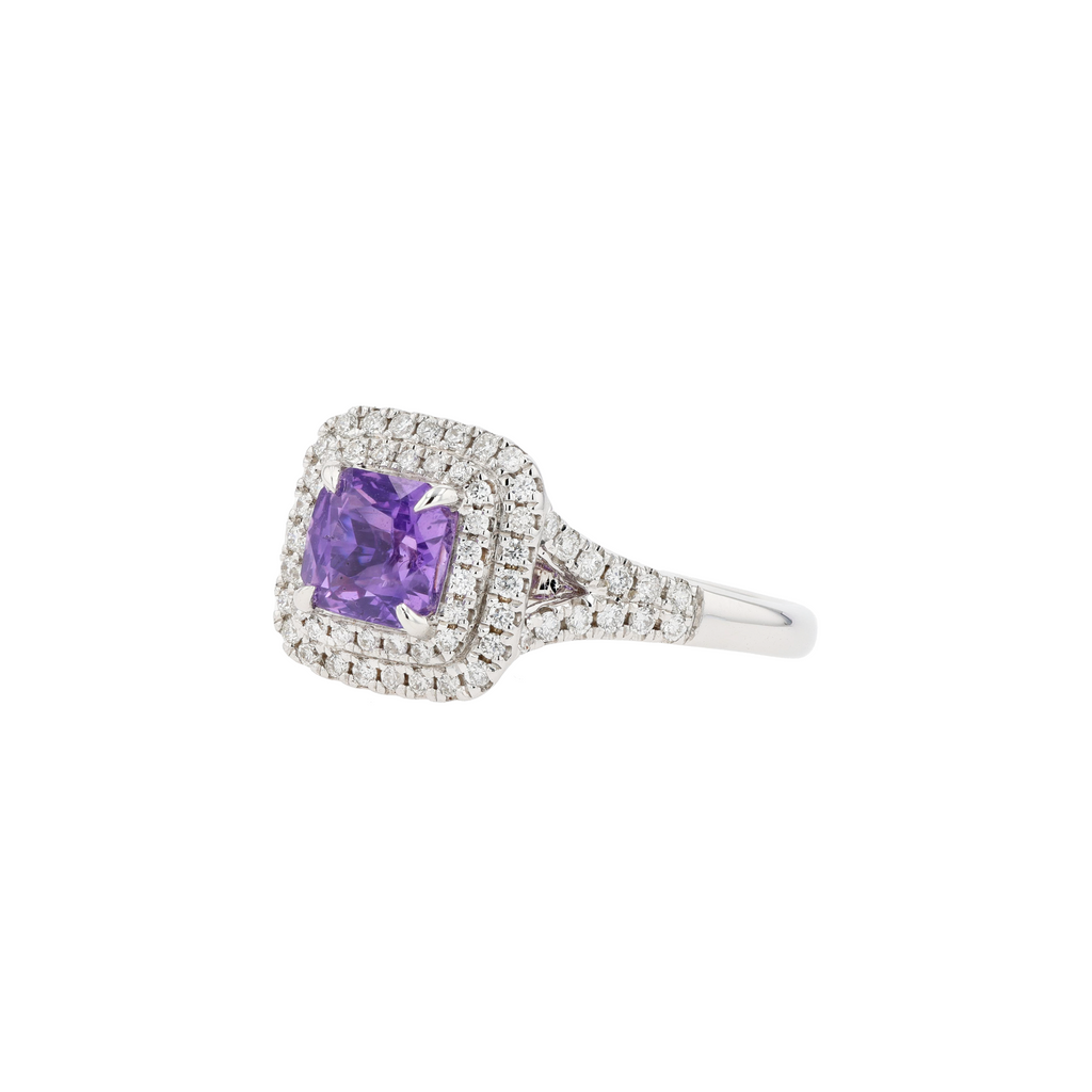 18KG Natural Unheated Vivid Violet Sapphire Diamond Ring