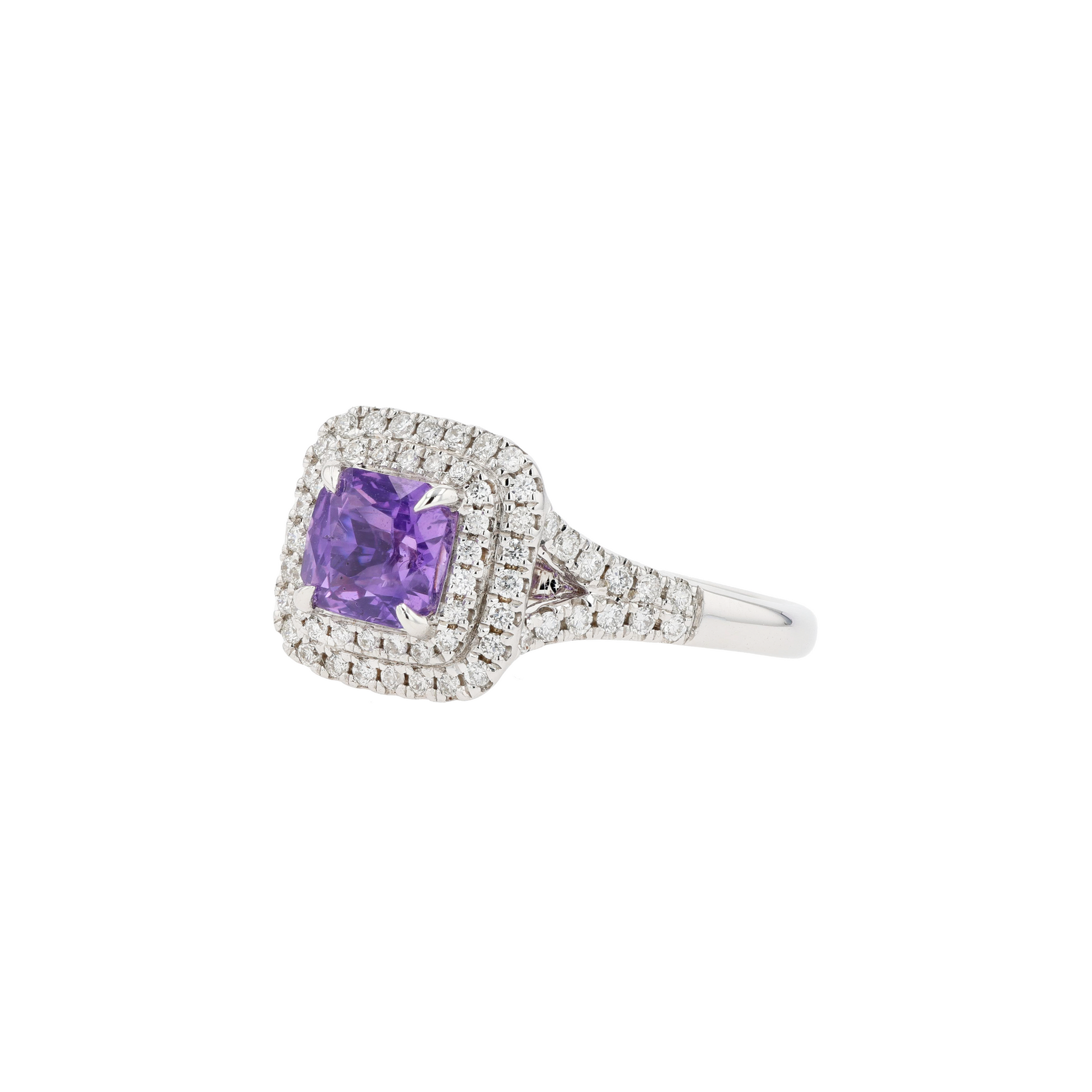 18KG Natural Unheated Vivid Violet Sapphire Diamond Ring