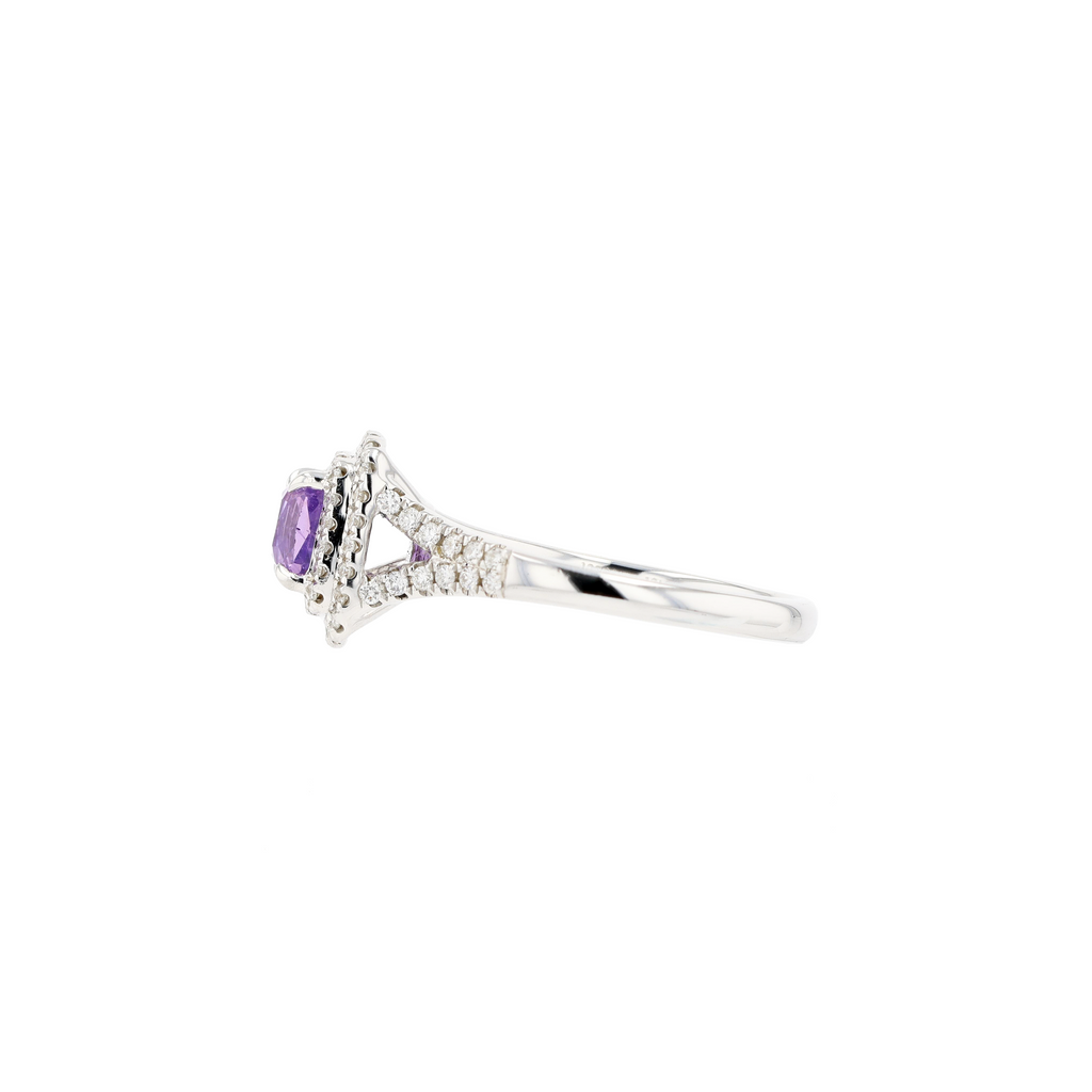18KG Natural Unheated Vivid Violet Sapphire Diamond Ring