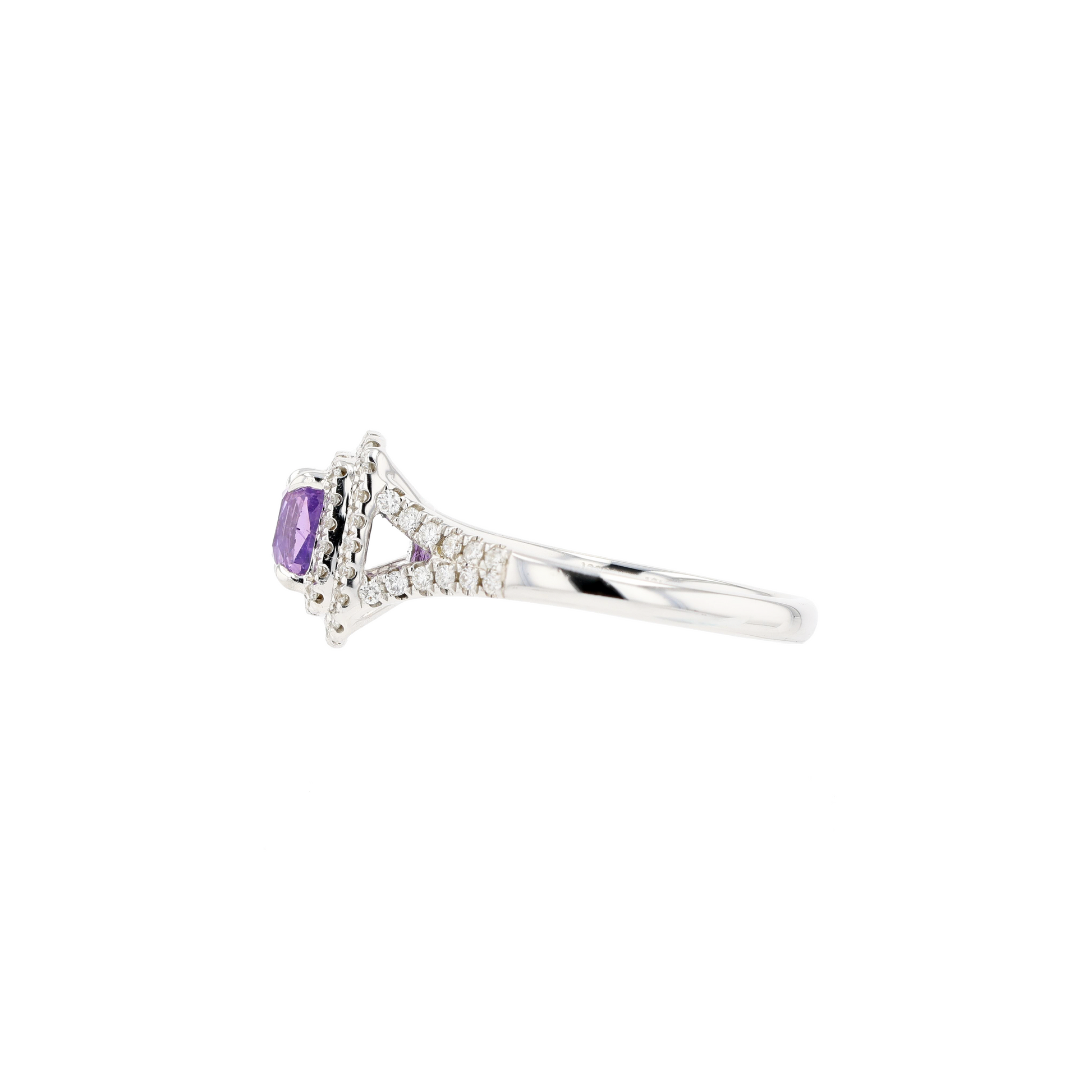18KG Natural Unheated Vivid Violet Sapphire Diamond Ring