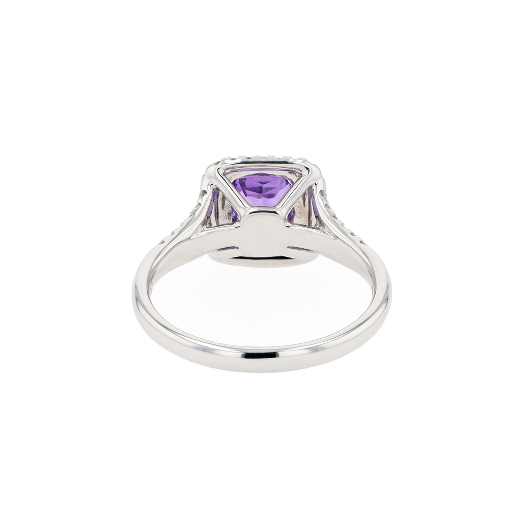18KG Natural Unheated Vivid Violet Sapphire Diamond Ring