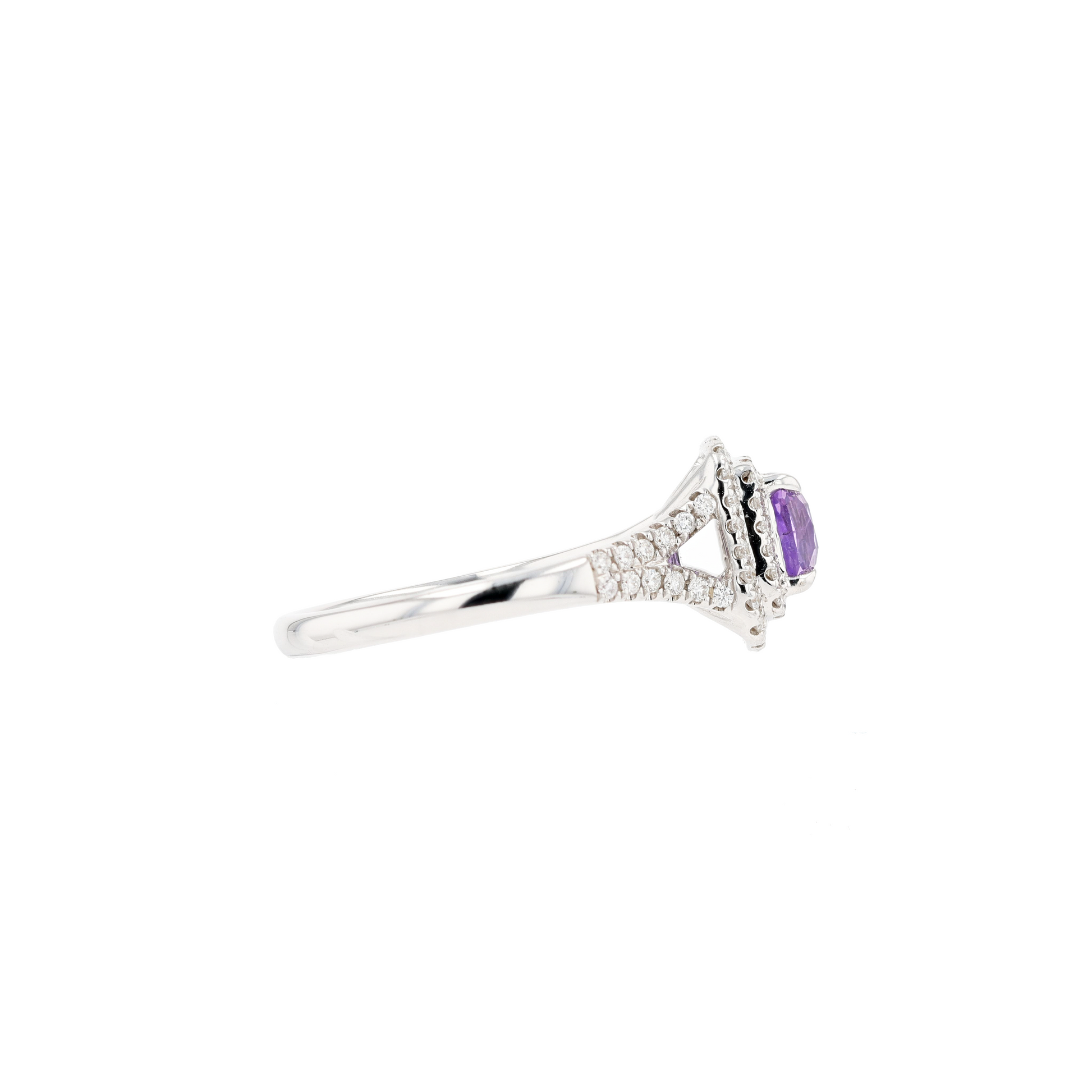 18KG Natural Unheated Vivid Violet Sapphire Diamond Ring