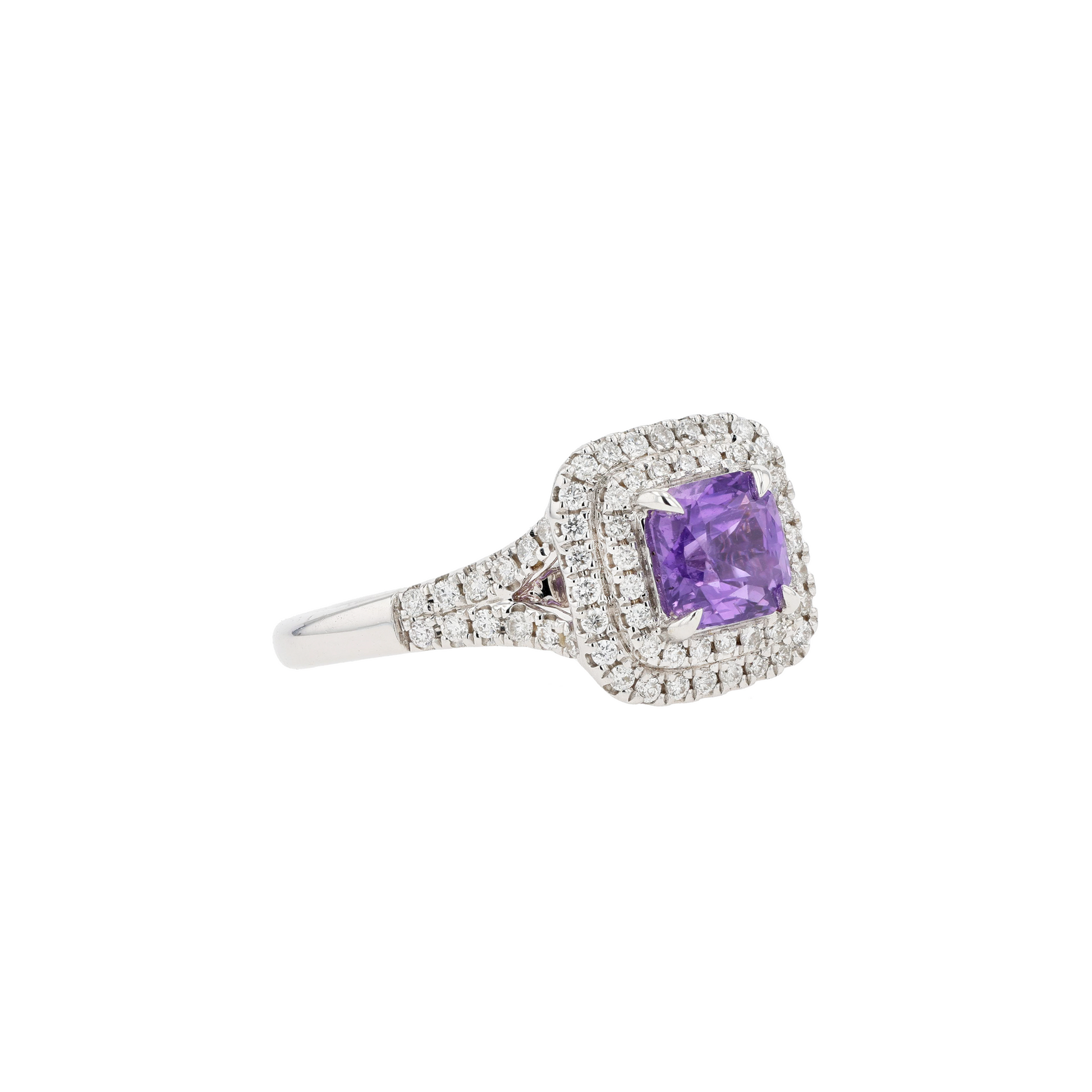 18KG Natural Unheated Vivid Violet Sapphire Diamond Ring