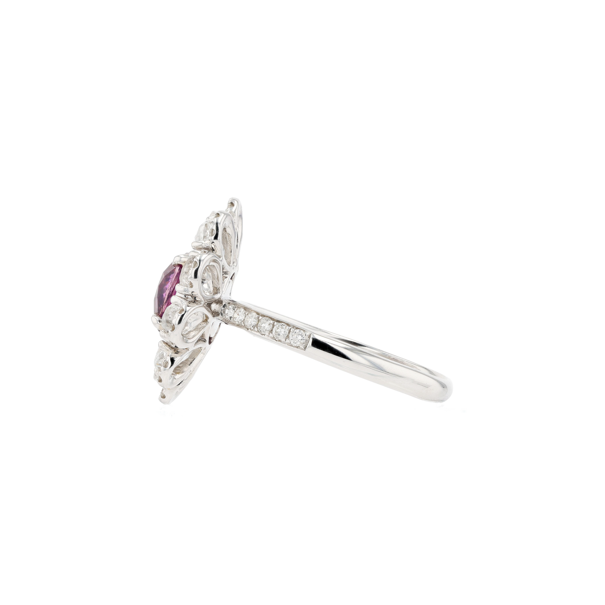 18KG Natural Unheated Padparadscha Sapphire Diamond Ring