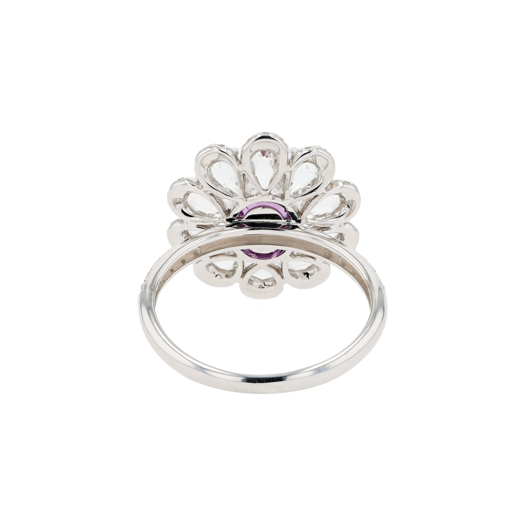 18KG Natural Unheated Padparadscha Sapphire Diamond Ring
