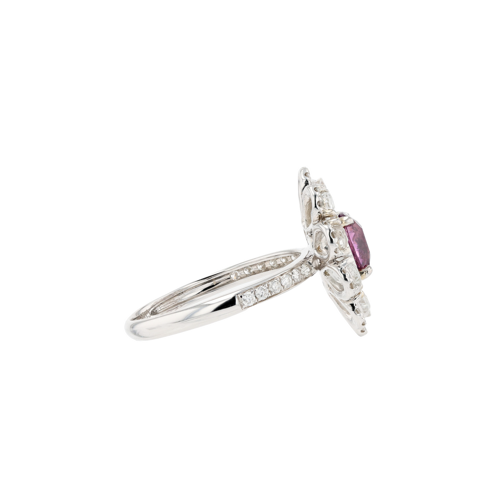 18KG Natural Unheated Padparadscha Sapphire Diamond Ring