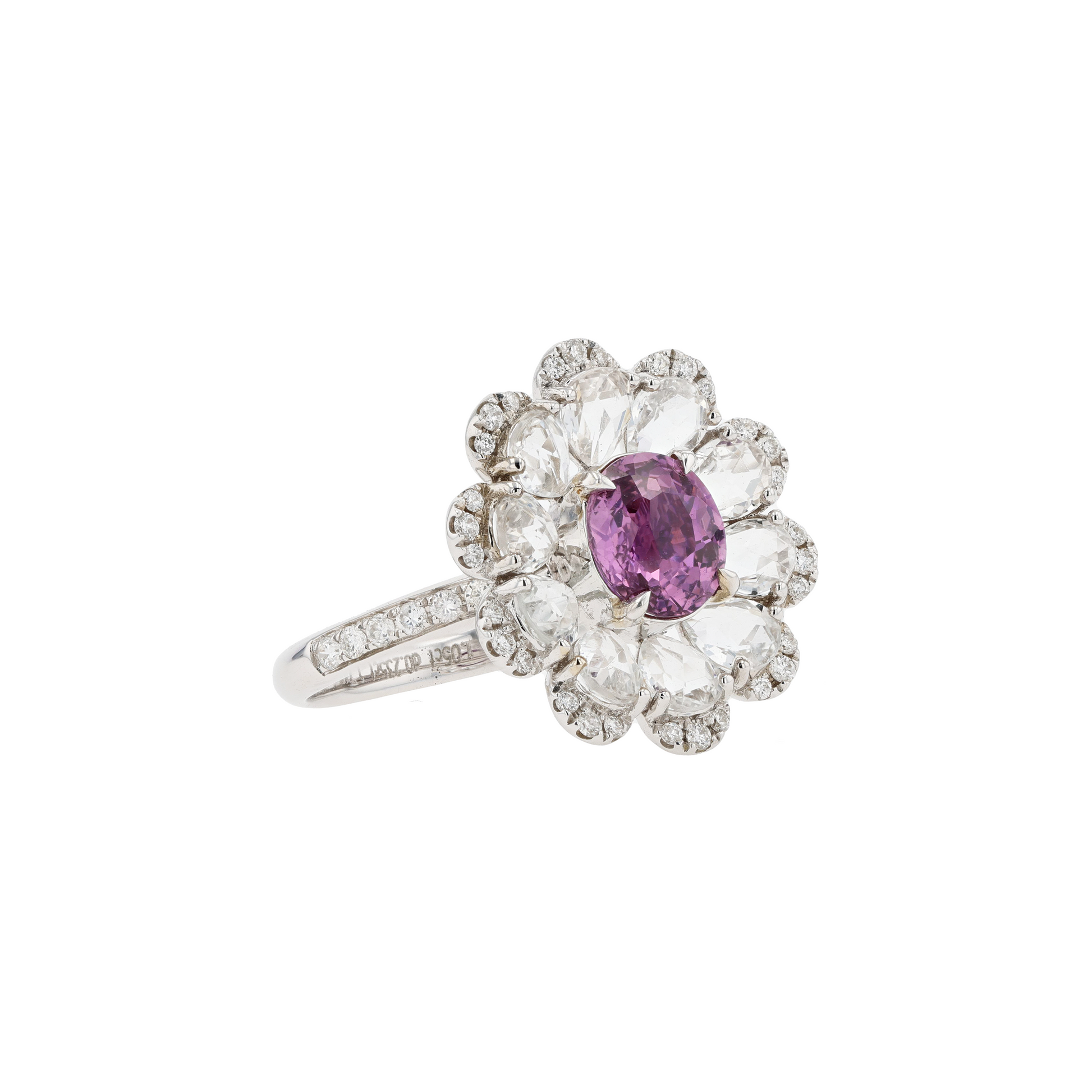 18KG Natural Unheated Padparadscha Sapphire Diamond Ring