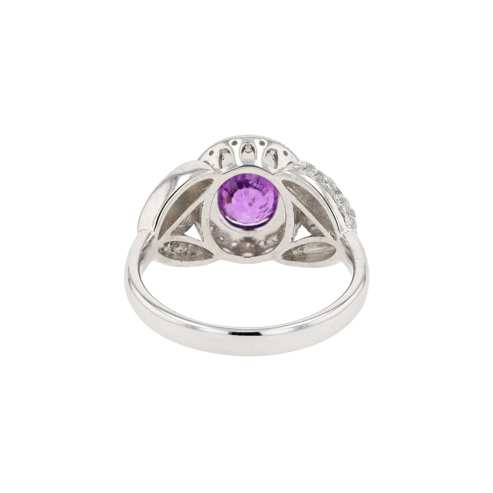 18KG Natural Unheated Vivid Purple Sapphire Diamond Ring