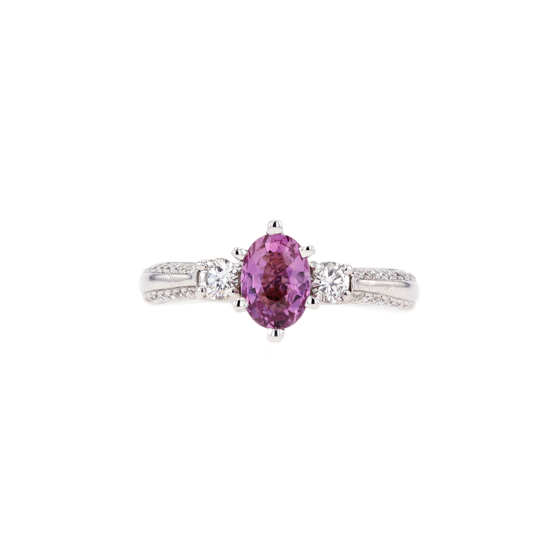 18KG Natural Unheated Padparadscha Sapphire Diamond Ring
