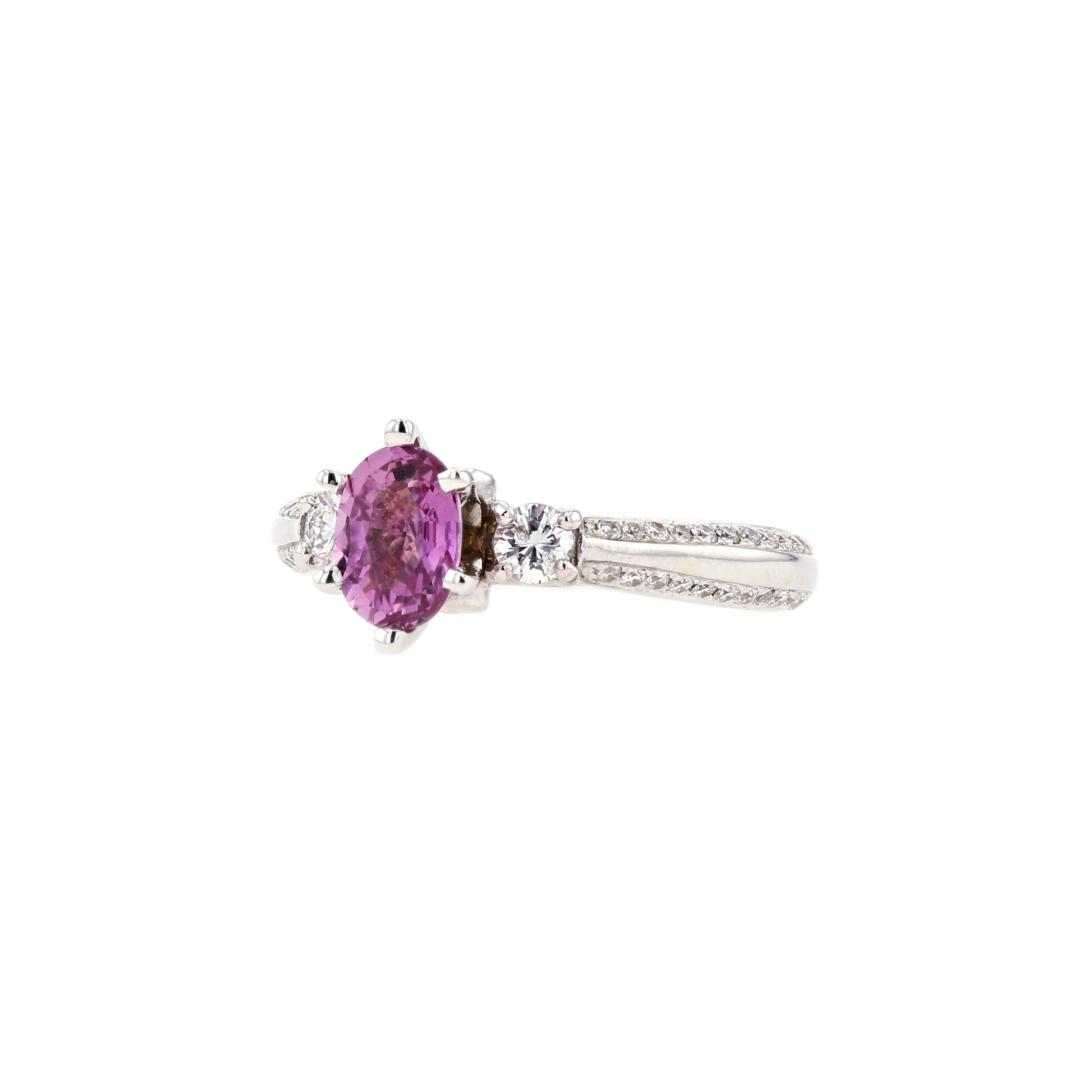 18KG Natural Unheated Padparadscha Sapphire Diamond Ring