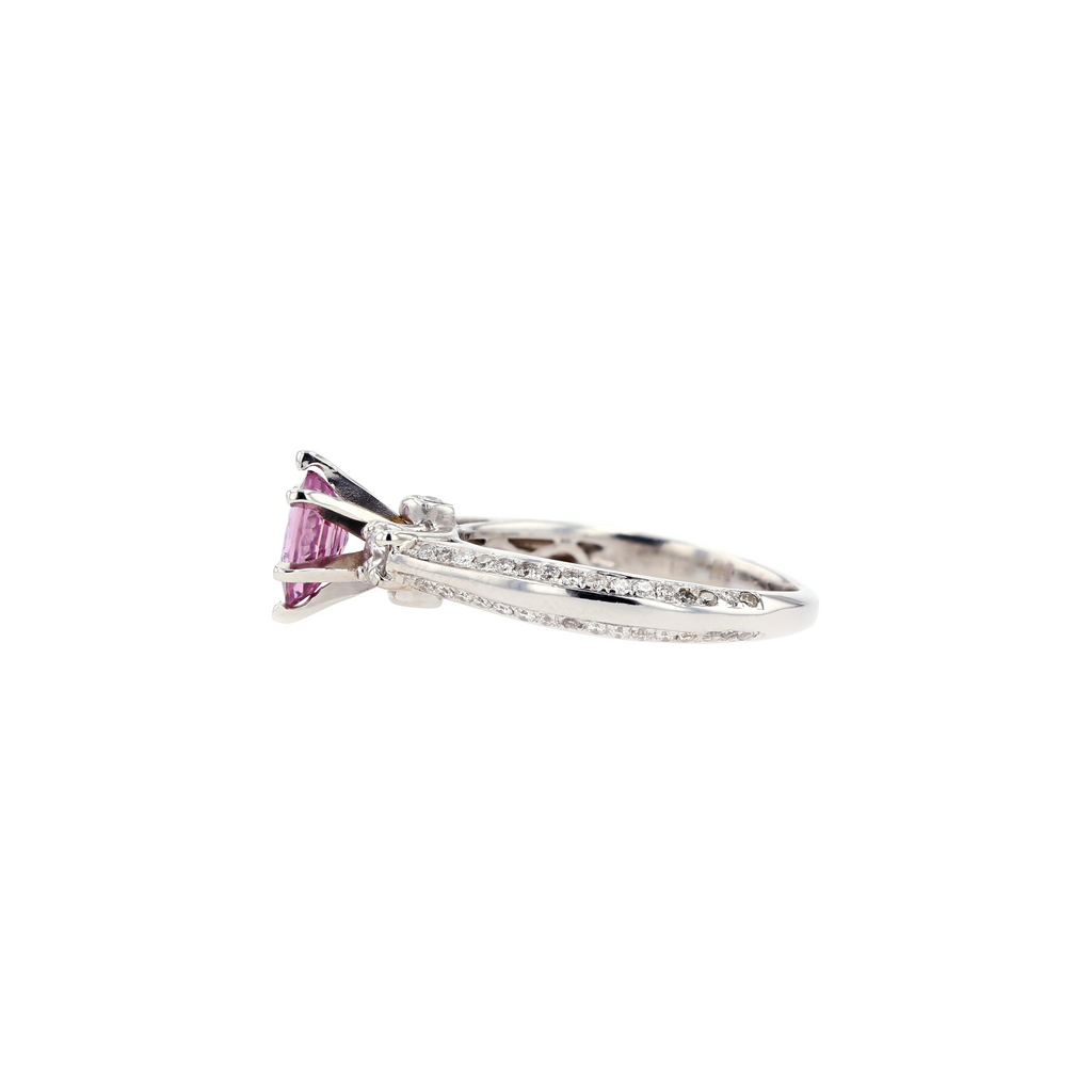 18KG Natural Unheated Padparadscha Sapphire Diamond Ring