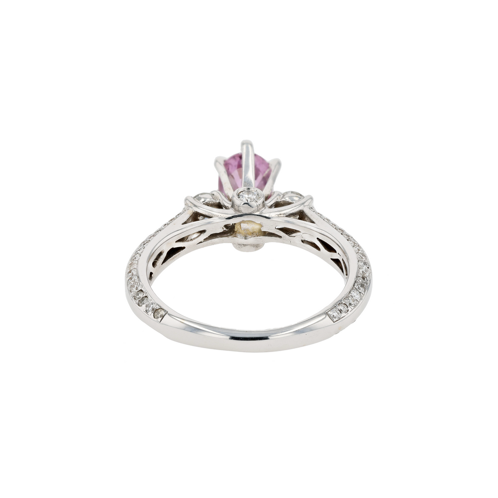18KG Natural Unheated Padparadscha Sapphire Diamond Ring