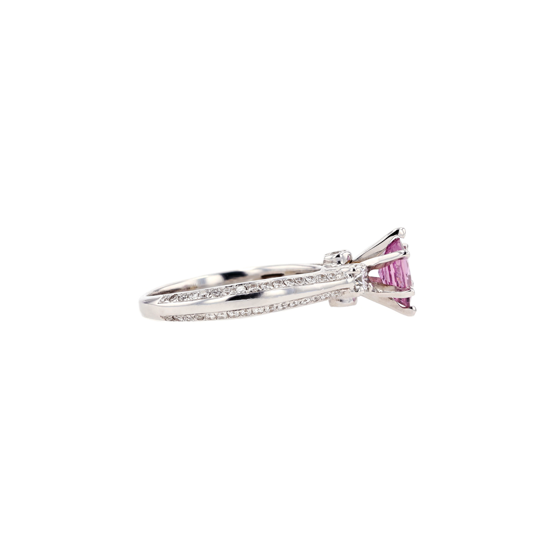 18KG Natural Unheated Padparadscha Sapphire Diamond Ring
