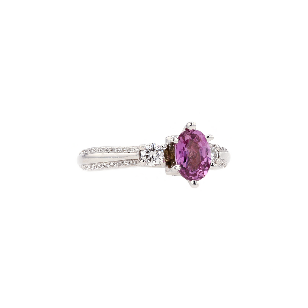 18KG Natural Unheated Padparadscha Sapphire Diamond Ring