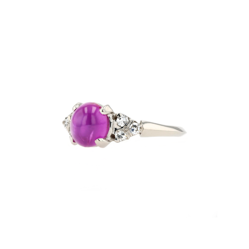 14KG Natural Unheated Pink Star Sapphire Diamond Ring