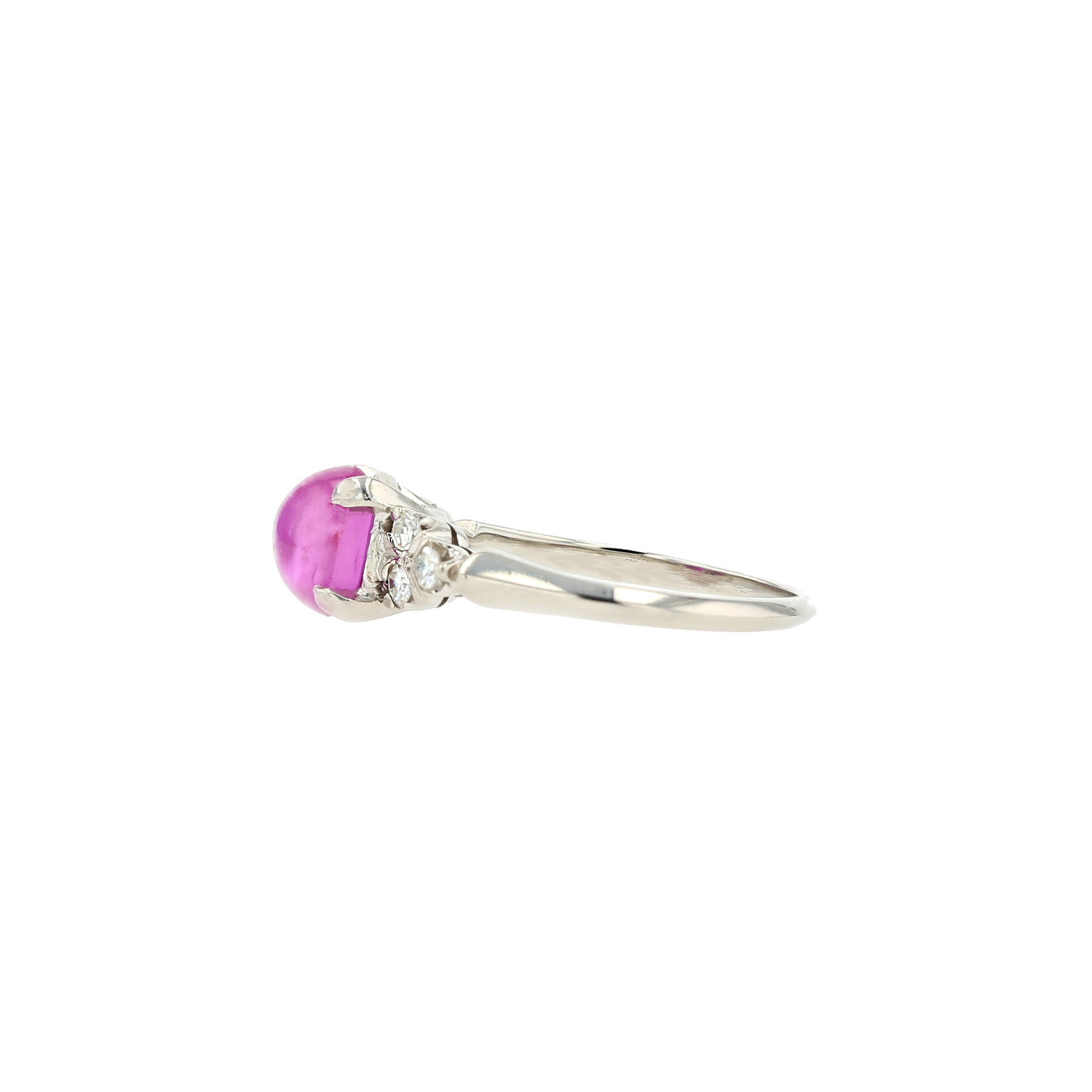 14KG Natural Unheated Pink Star Sapphire Diamond Ring