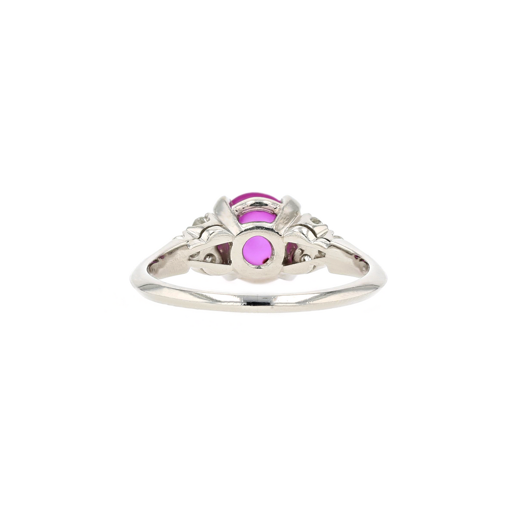 14KG Natural Unheated Pink Star Sapphire Diamond Ring