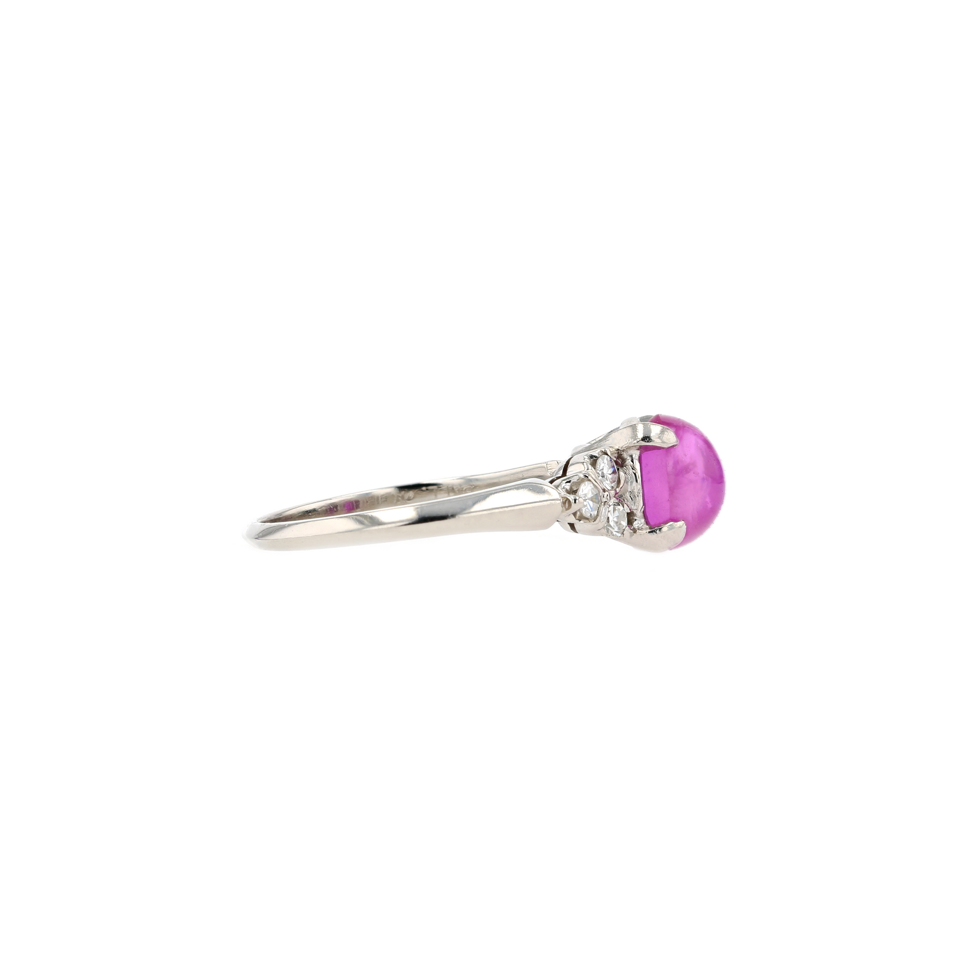 14KG Natural Unheated Pink Star Sapphire Diamond Ring