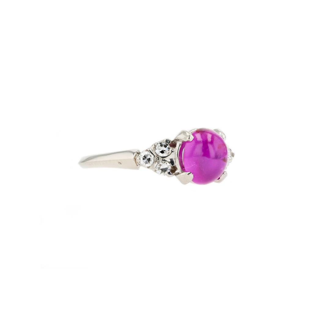 14KG Natural Unheated Pink Star Sapphire Diamond Ring