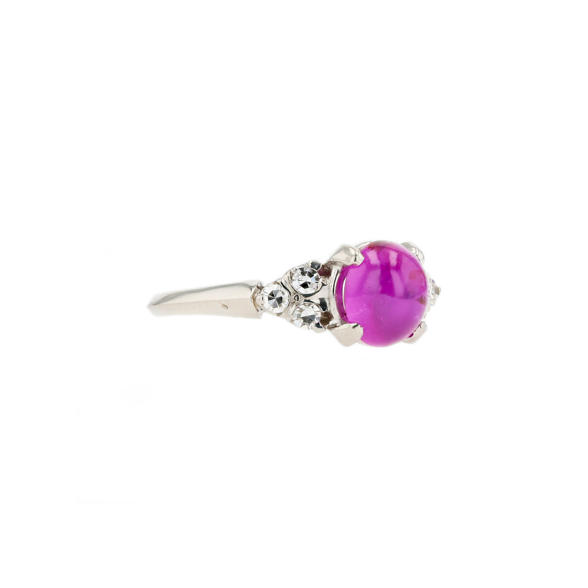 14KG Natural Unheated Pink Star Sapphire Diamond Ring