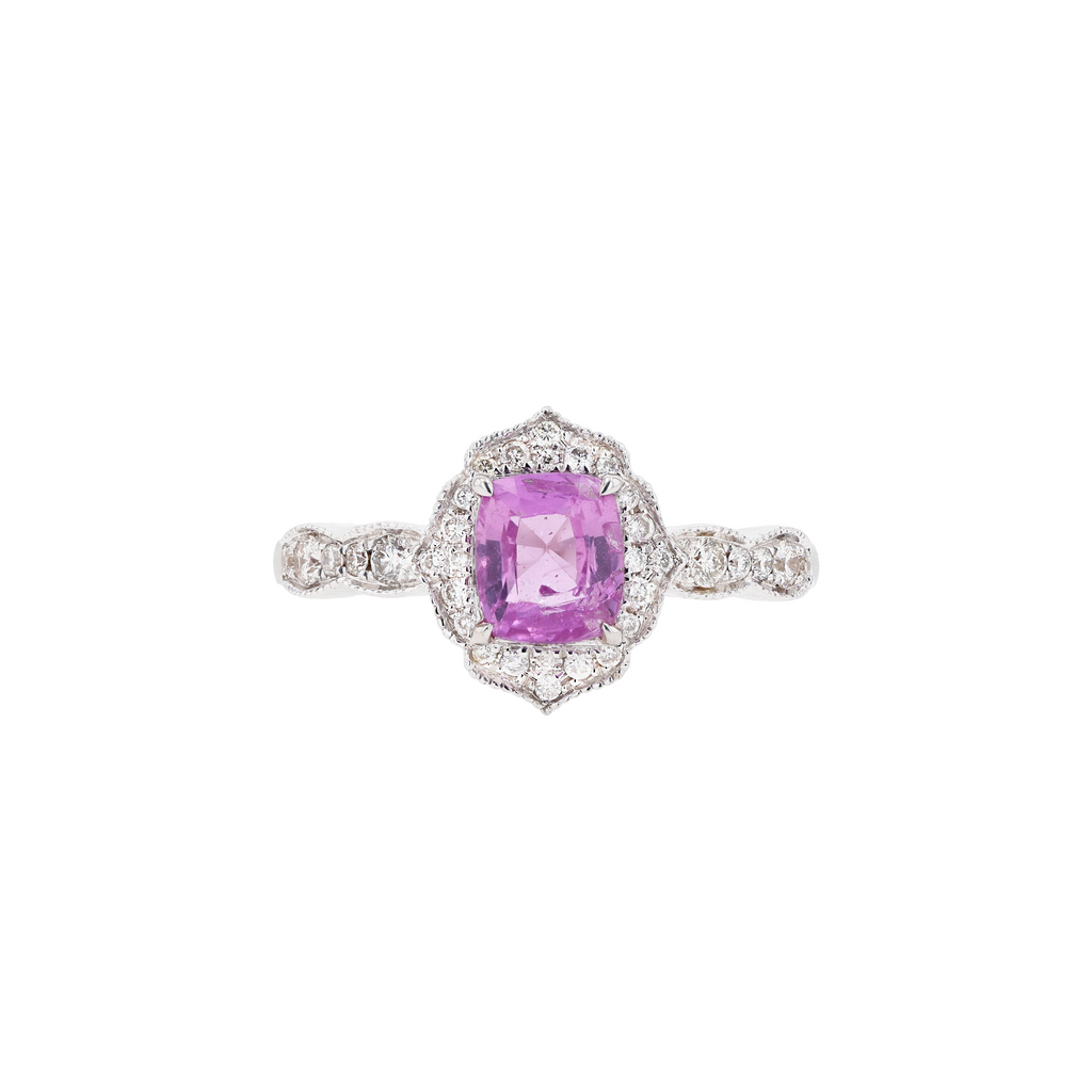 18KG Natural Unheated Intense Pink Sapphire Diamond Ring