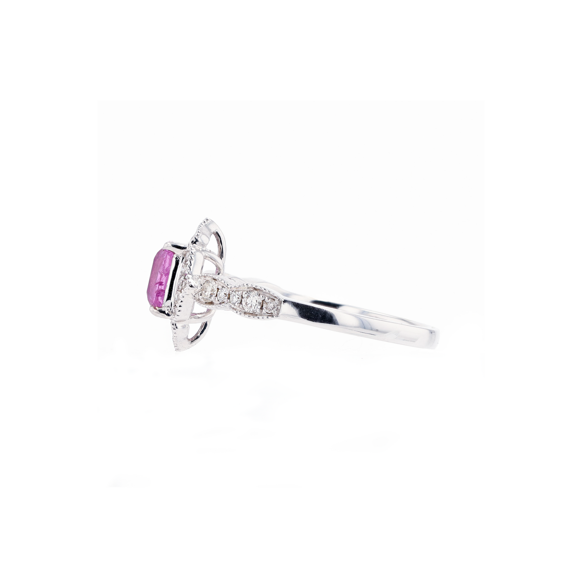 18KG Natural Unheated Intense Pink Sapphire Diamond Ring