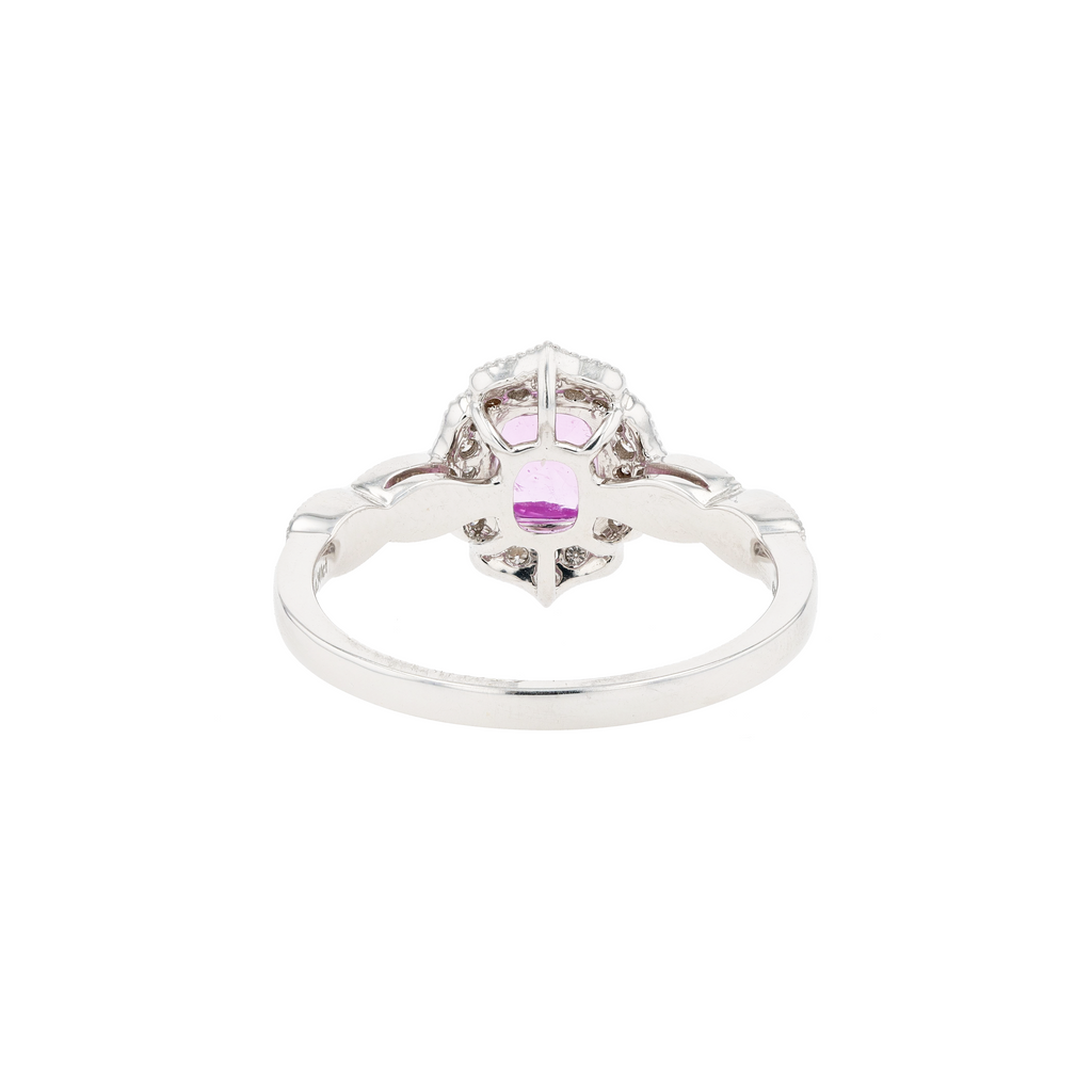 18KG Natural Unheated Intense Pink Sapphire Diamond Ring
