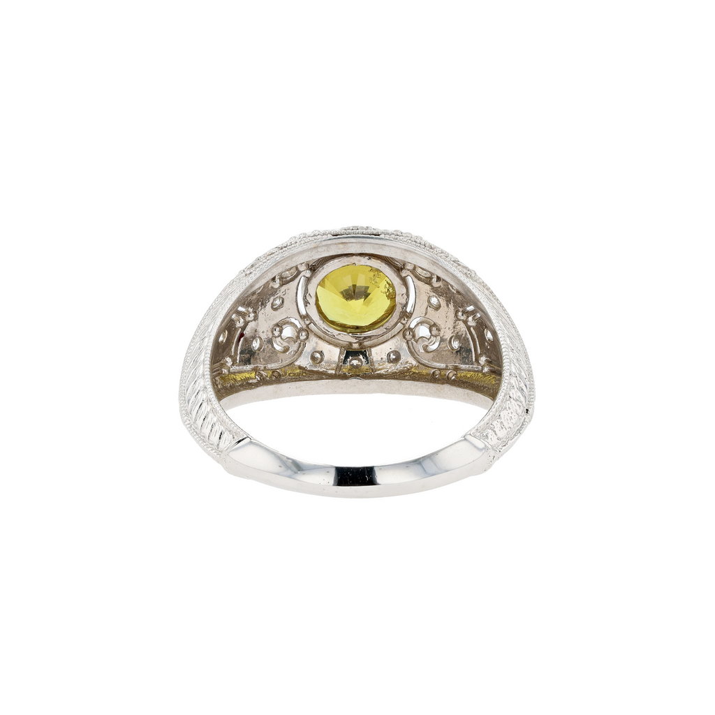 14KG Natural Unheated Yellow Sapphire Diamond Ring