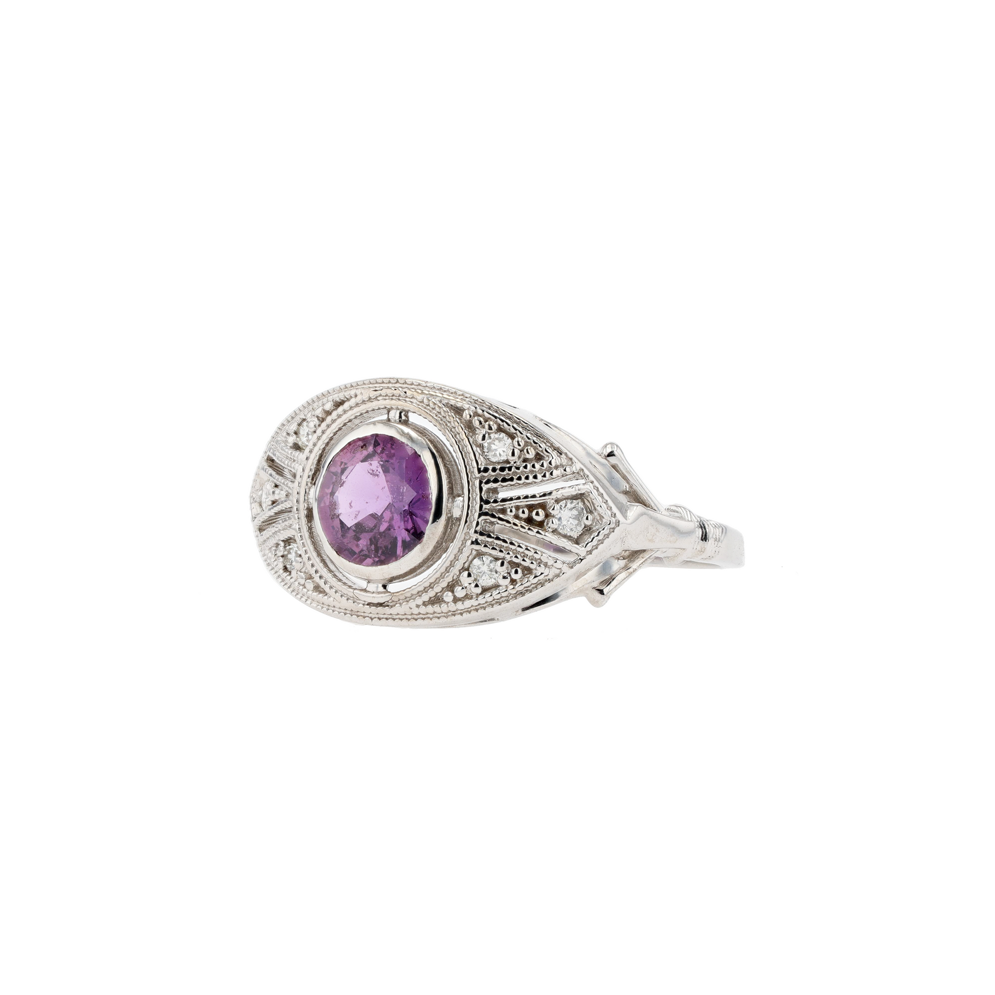 14KG Natural Unheated Pink Sapphire Diamond Ring