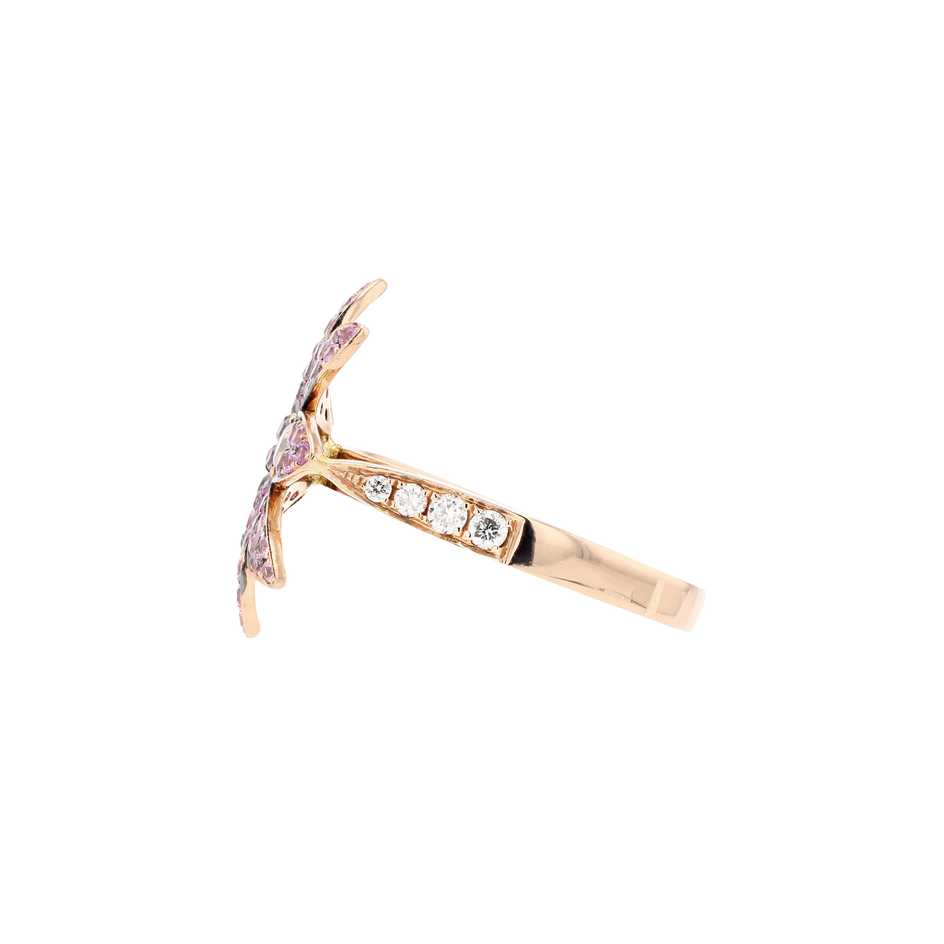 14KG Natural Pink Sapphire Diamond Ring