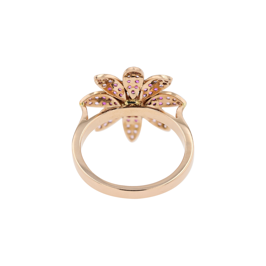 14KG Natural Pink Sapphire Diamond Ring