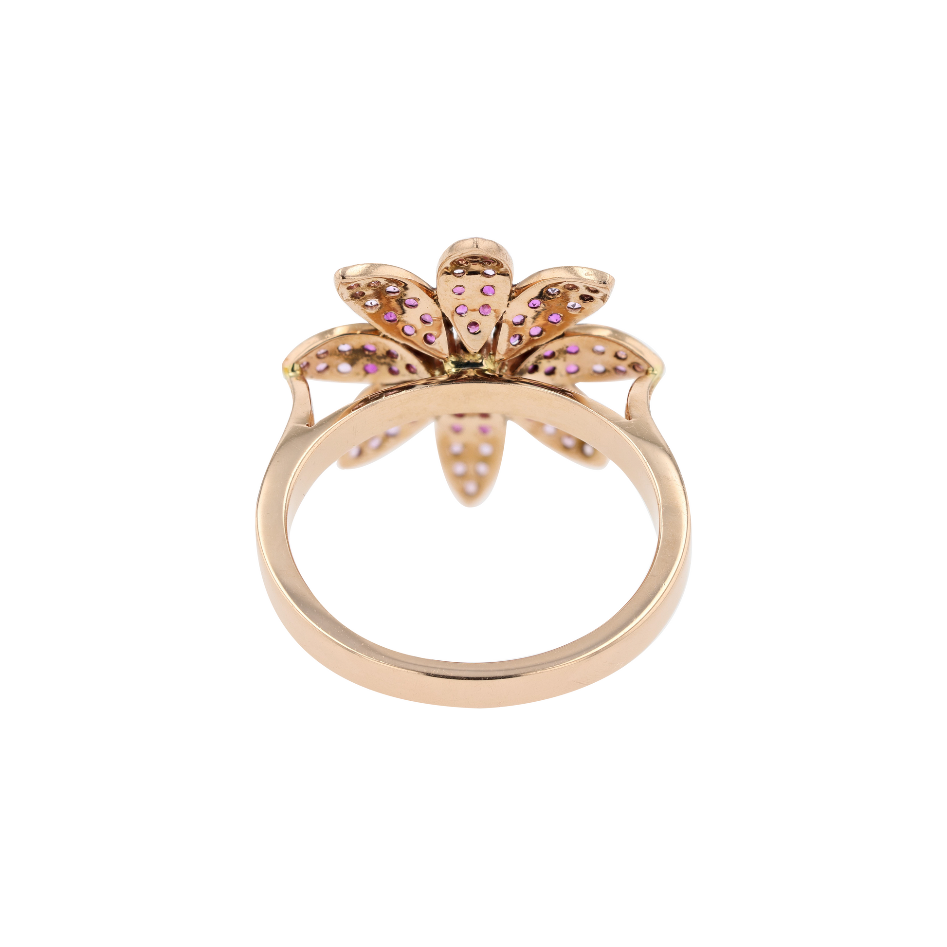 14KG Natural Pink Sapphire Diamond Ring