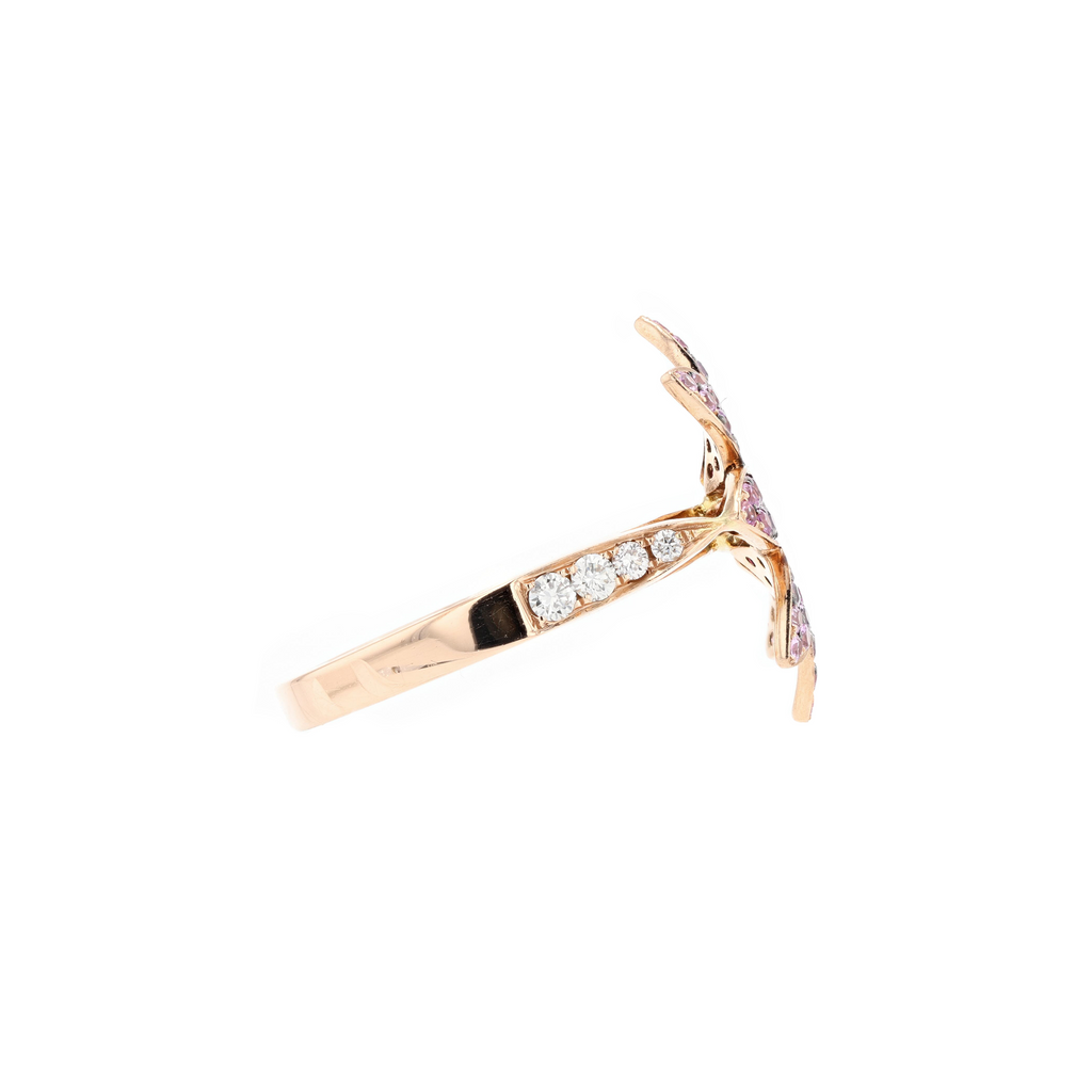 14KG Natural Pink Sapphire Diamond Ring