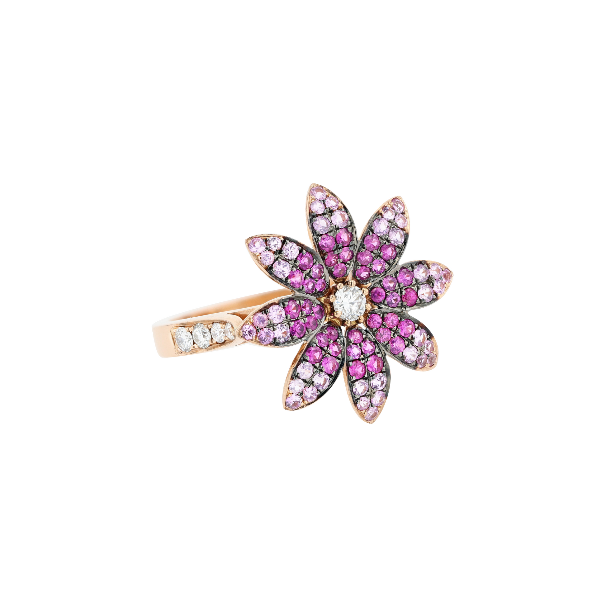 14KG Natural Pink Sapphire Diamond Ring
