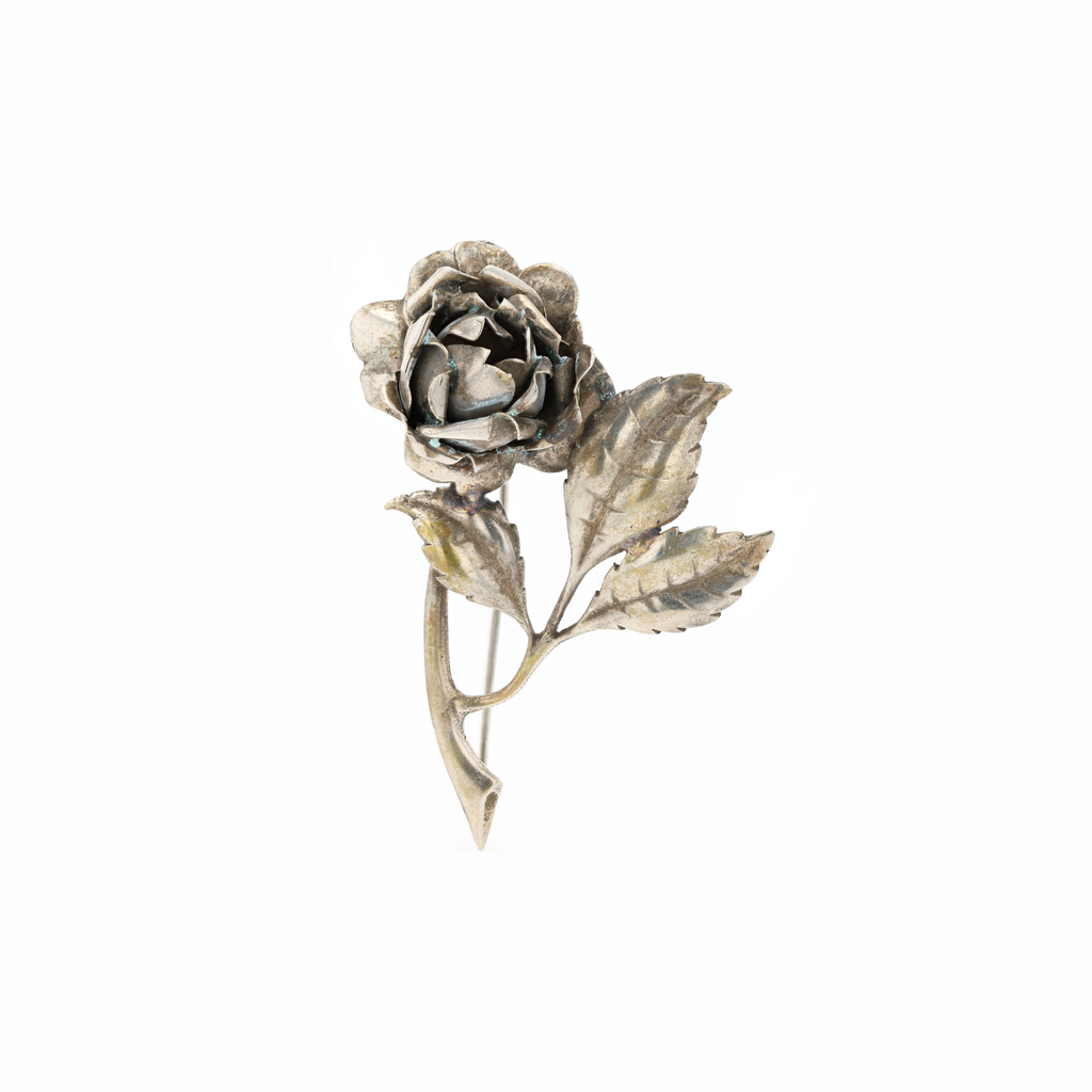 1940's Baur Silver Rose Brooch