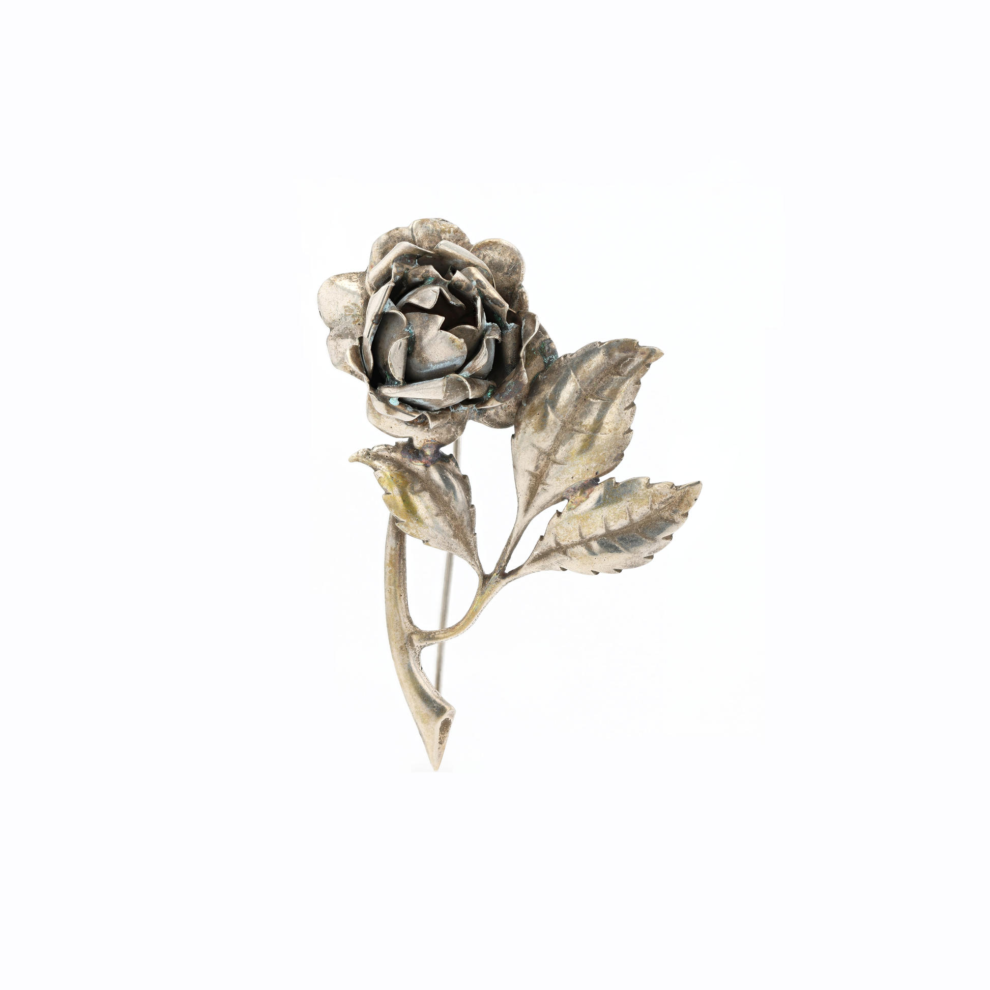1940's Baur Silver Rose Brooch
