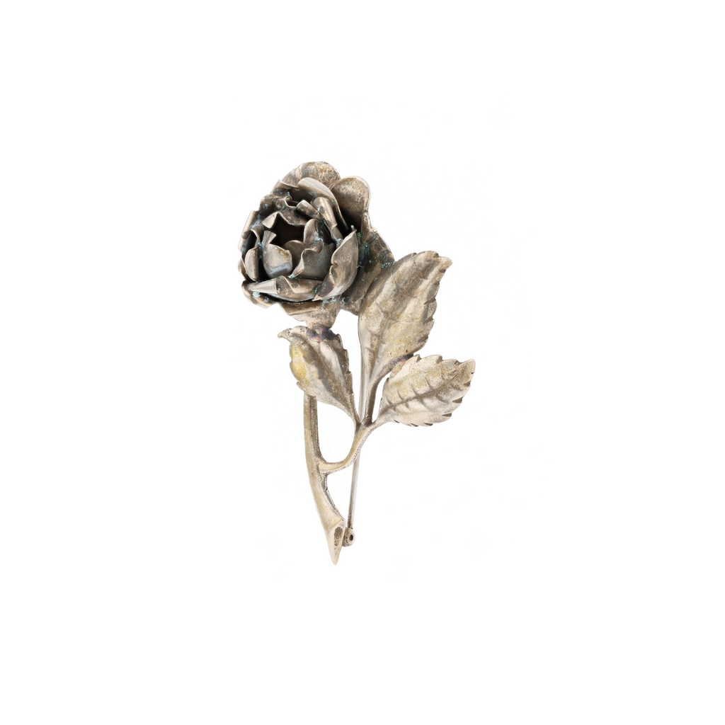 1940's Baur Silver Rose Brooch