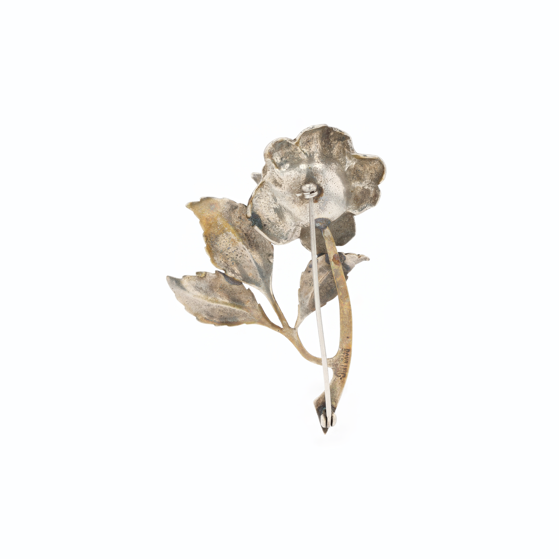 1940's Baur Silver Rose Brooch