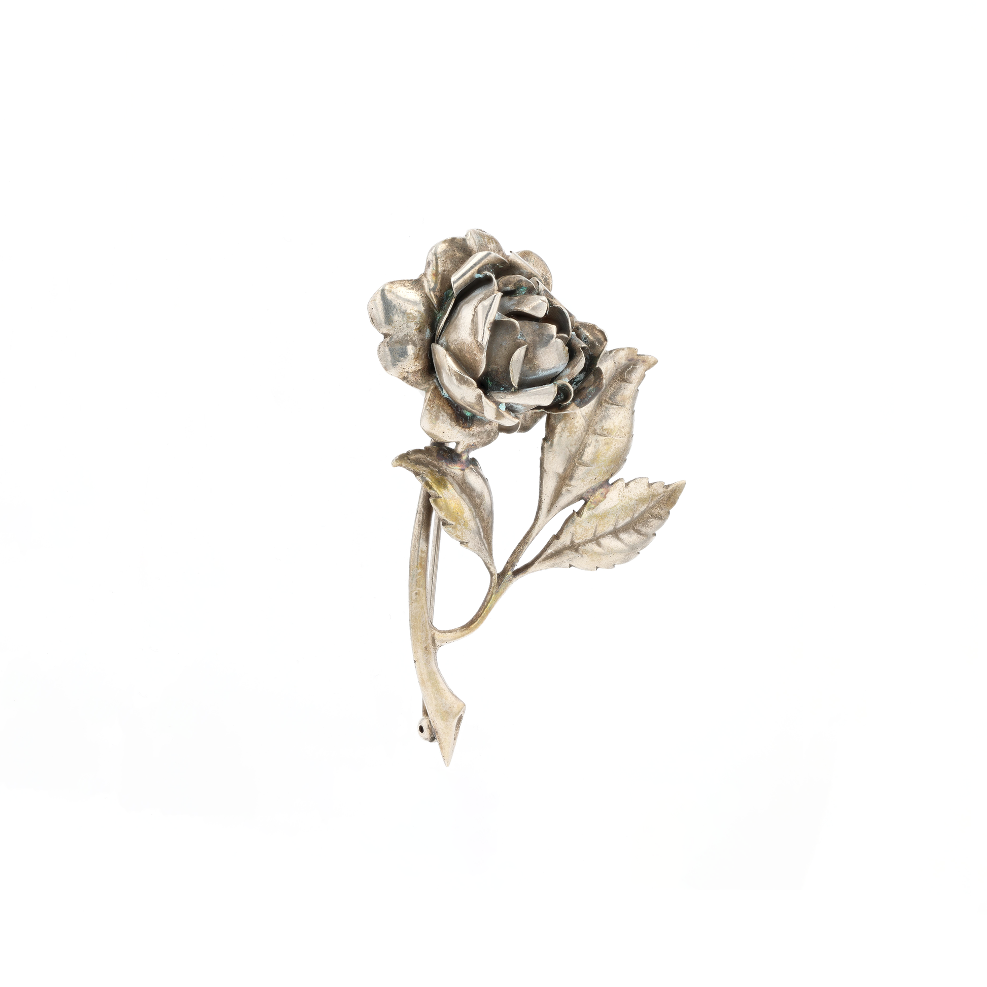 1940's Baur Silver Rose Brooch