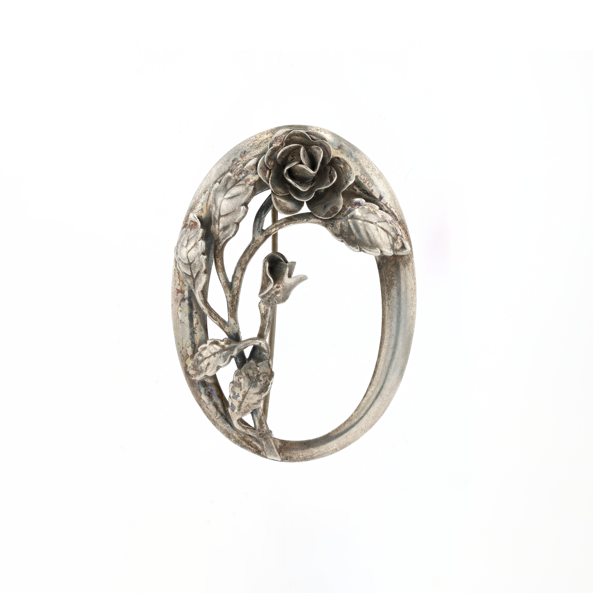 Silver Rose Brooch