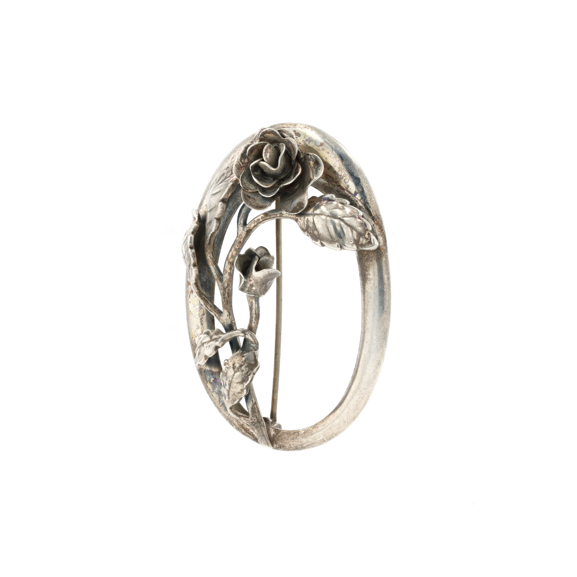 Silver Rose Brooch