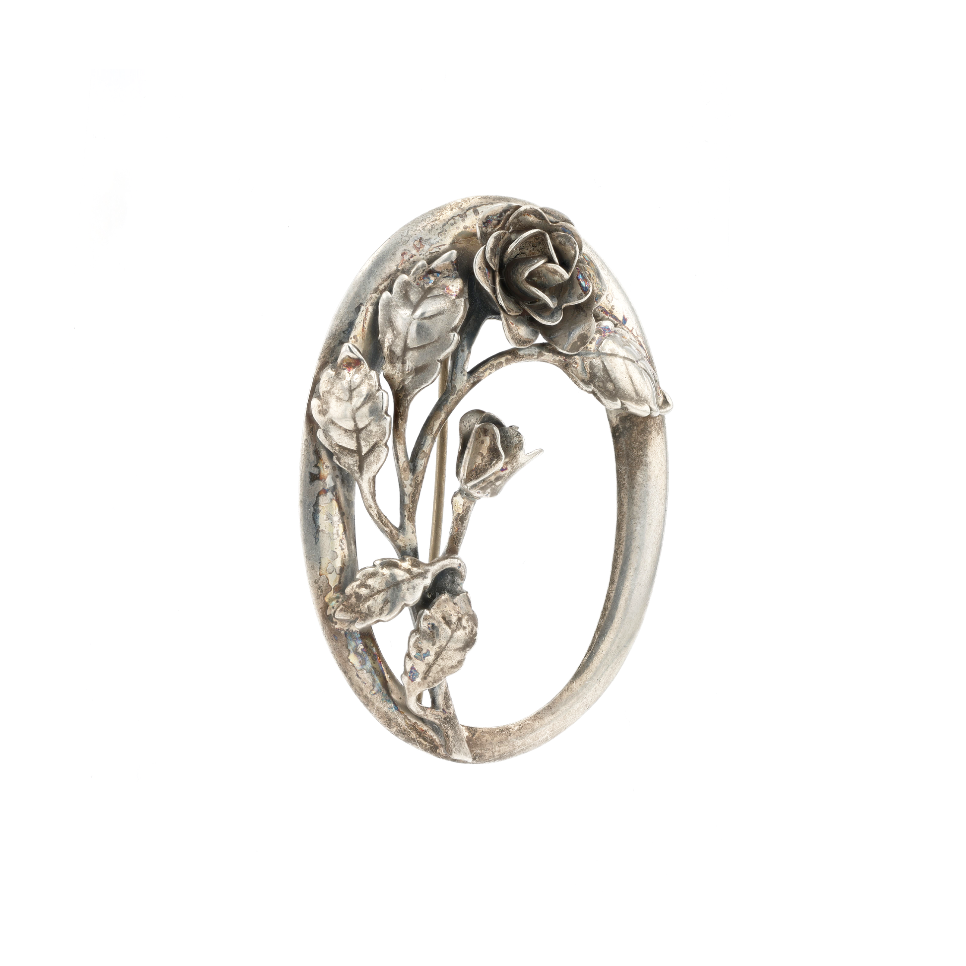 Silver Rose Brooch